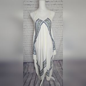 O'Neill White and Blue Handkerchief Hem Maxi Dress S